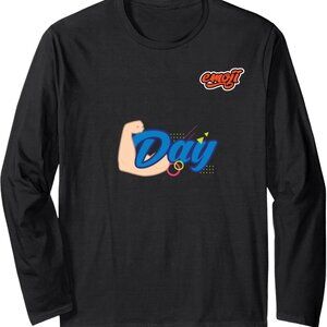 Black Strong Arm Athleisure Day Long Sleeve T-Shirt, Unisex Small